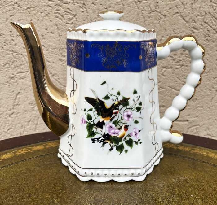 Elegant set cafea pt 6 persoane-flori-pasari-Anglia