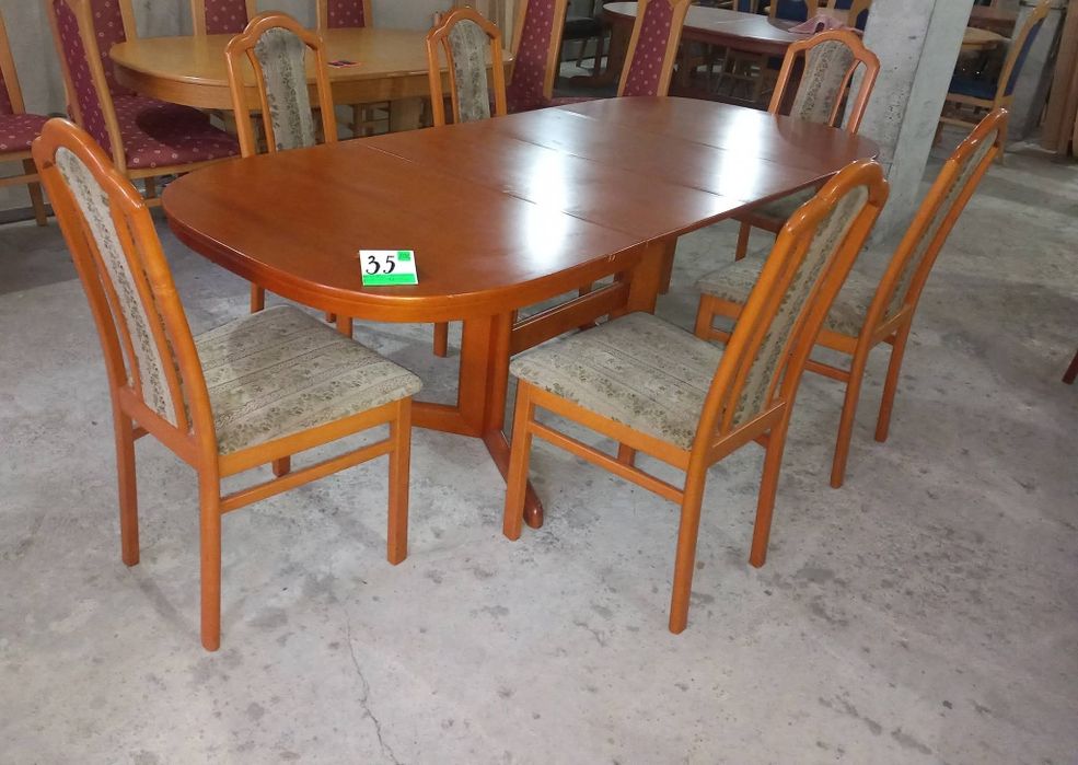 Комплект масивна разтегателна маса с 6 стола- Автомат.
Внос.
Размери: