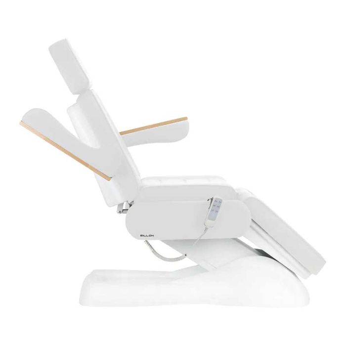 Scaun cosmetic electric Lux 273B – 3 motoare, tapițerie albă premium