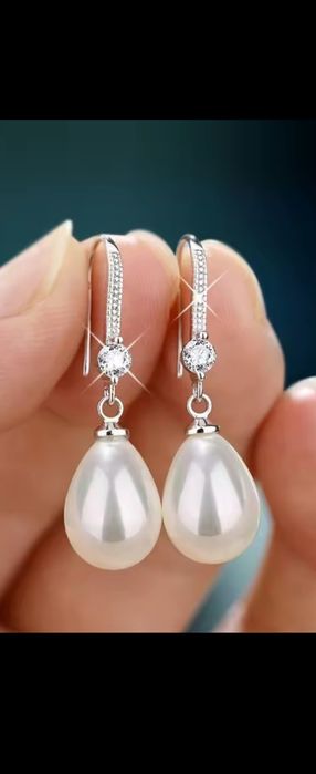 Сребърни перлени обици