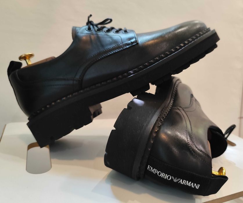 Pantofi derby de lux 43 42.5 Emporio Armani NOI piele naturala moale