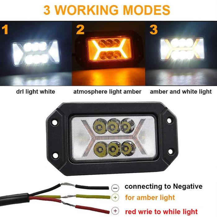 2 Броя LED Диодни Халогени за Вграждане в броня 80W, диодни фарове