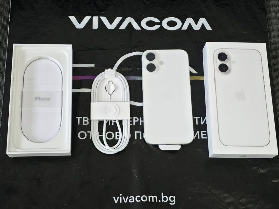 ЧИСТО НОВ 128GB iPhone 16 Гаранция Vivacom 2028г. White | Бял