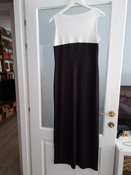 Rochie lunga alb negru cu jacheta neagra