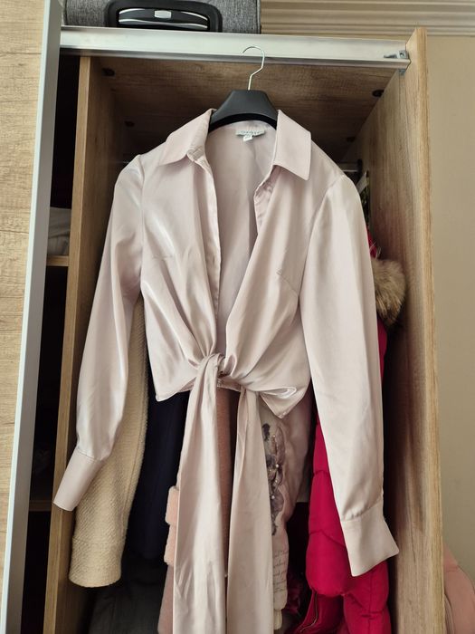 Сатенена риза с връзки Topshop