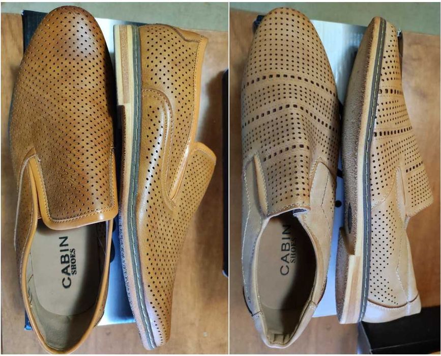 2 Pantofi usori de vara perforati Cabin bej / camel mar. 40 din piele eco, confortabili, noi
