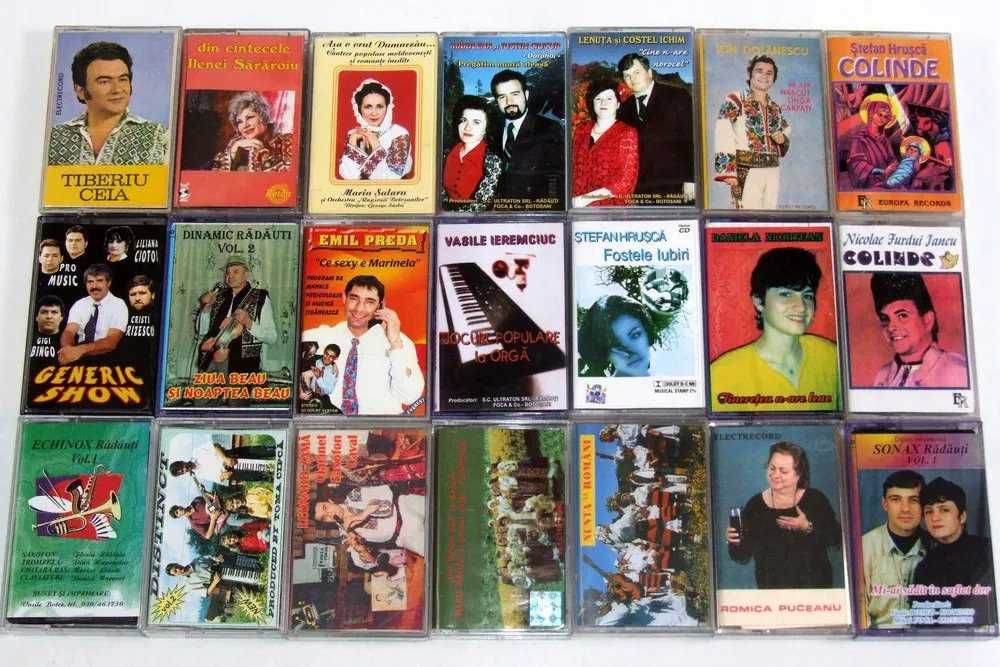 Set 42 casete audio ORIGINALE cu muzica populara, de petrecere, glume