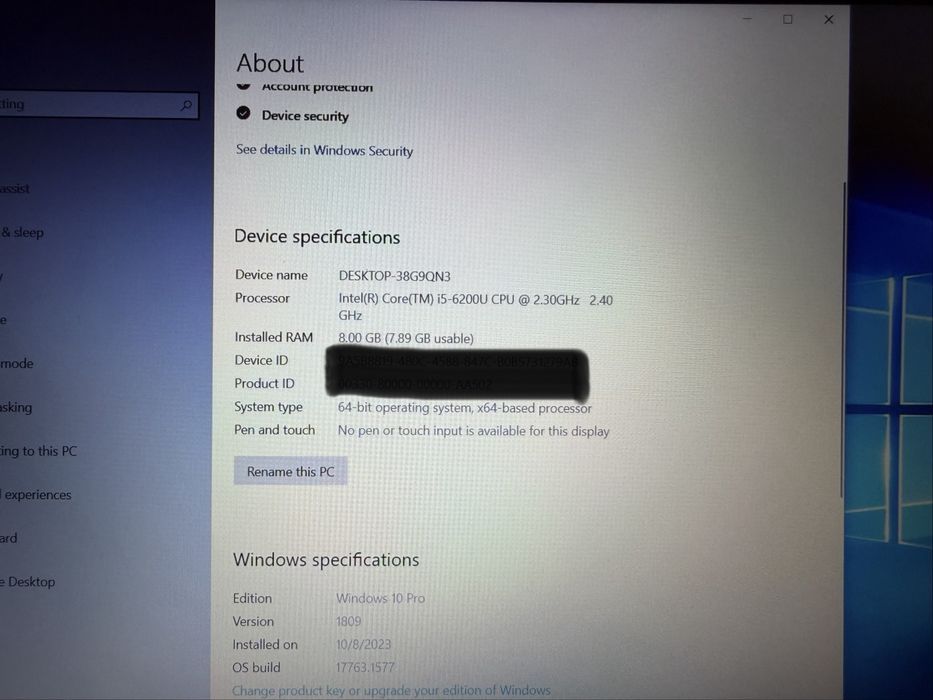 Laptop HP i5 / 8GB RAM / SSD 256GB