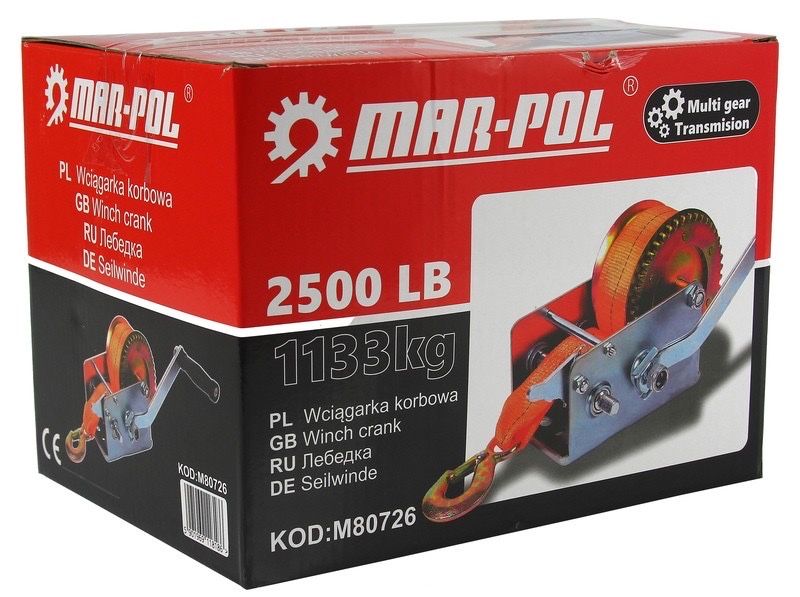 Ръчна лебедка с колан 2500LB- 1133кг              Mar-Pol