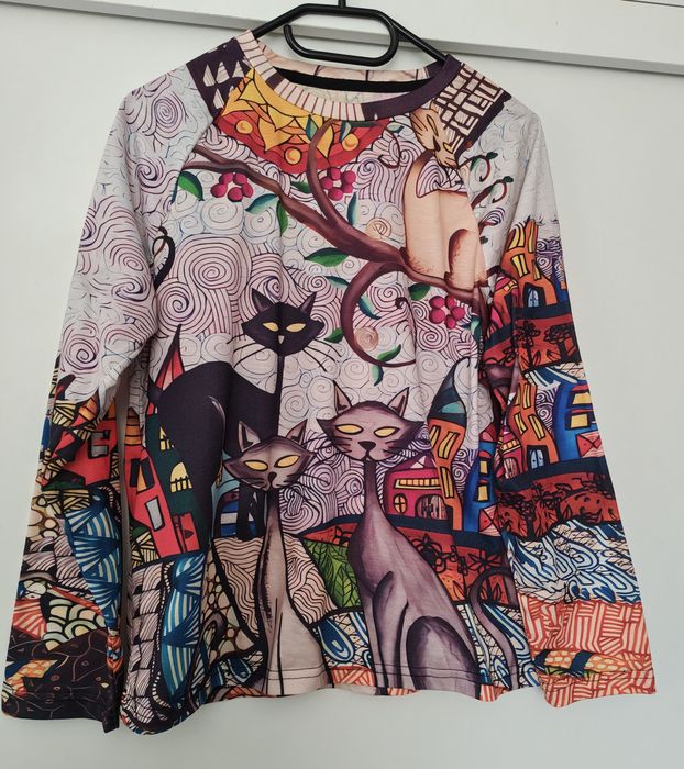 Bluza sic cu imprimeu pisici