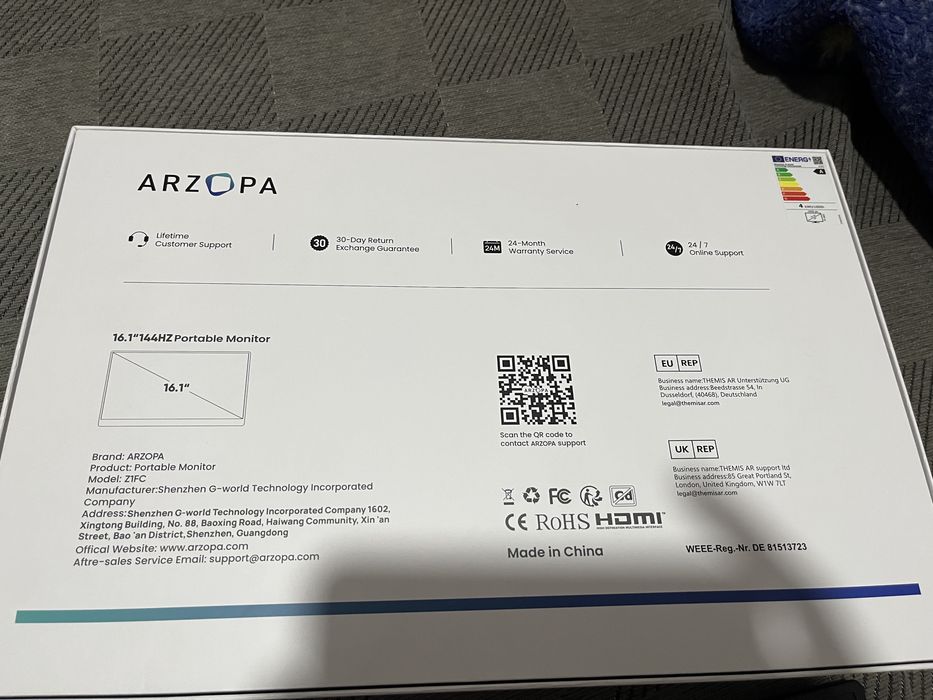 Монитор Arzopa z1fc 144гц
