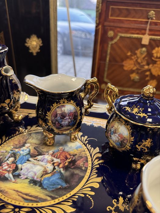 Set cafea/ceai - portelan albastru cobalt