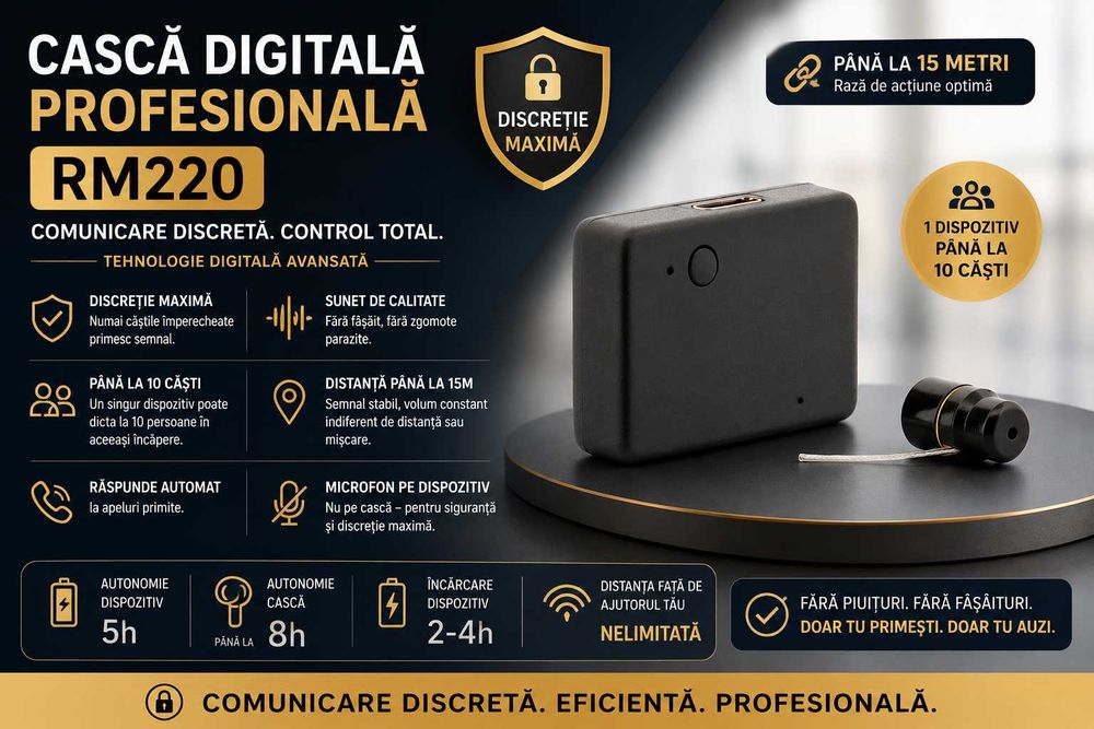 Casca de copiat Digitala - fara fasait, fara piuituri, volum constant