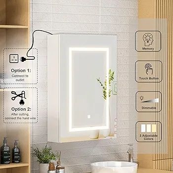 Голям Размер Огледало с интелигентно LED осветление и шкаф с 2рафта