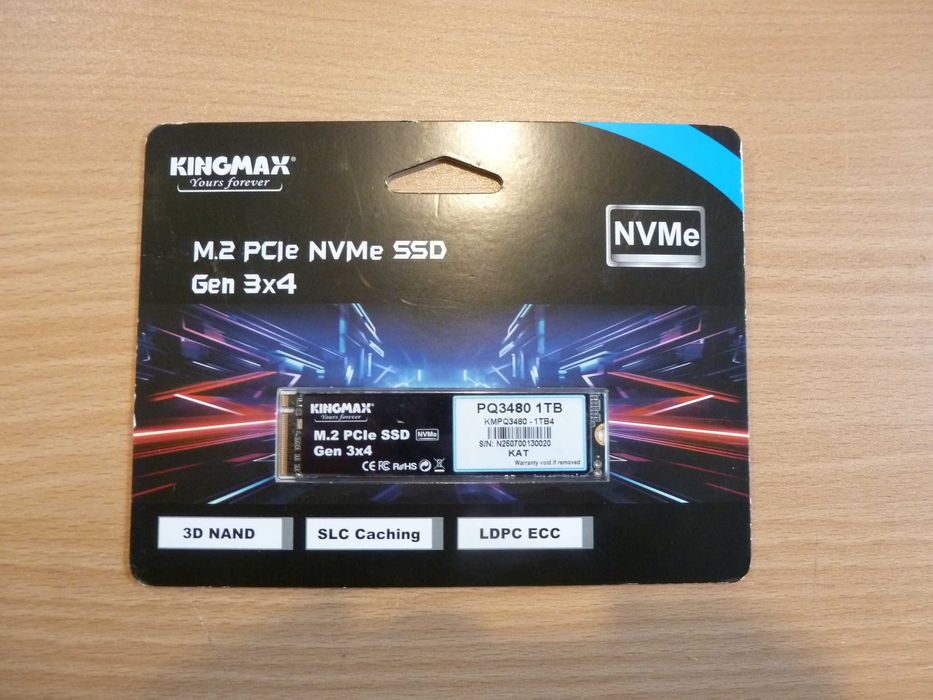 Нов 1 TB SSD Kingmax PQ3480, PCIe Gen3 x4 NVMe 1.4, с гаранция