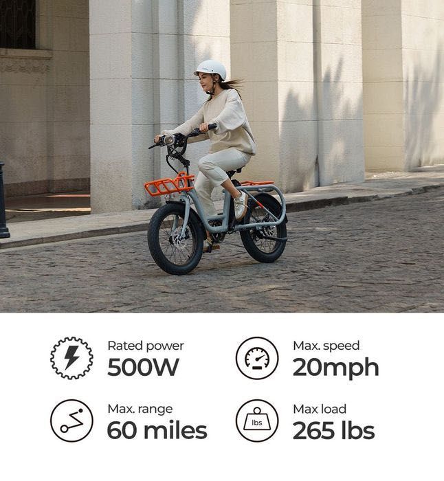 Городской электровелосипед Yadea Cocoa 250W, до 96км, Shimano до 150кг