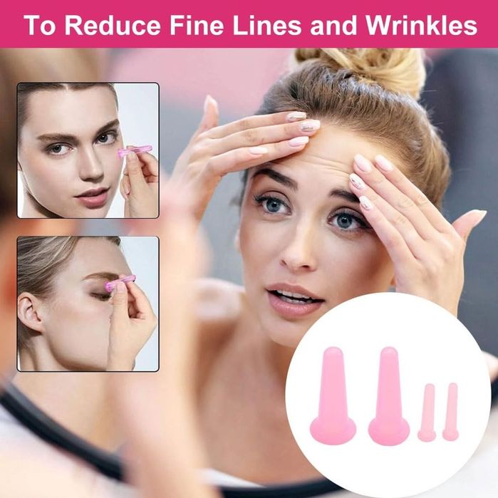 Set 4 ventuze din silicon pentru masaj facial