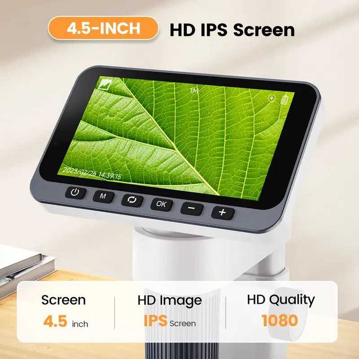 Цифров микроскоп LCD дисплей 4,5 инча 1080P 1000X 8 LED светлини