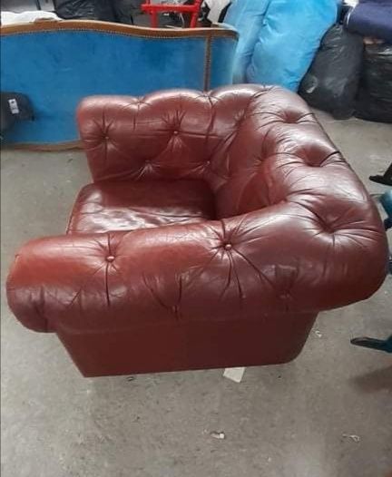 Честърфийлд , фотьойл естествена кожа