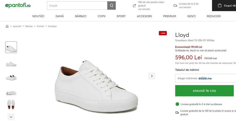 Pantofi sport casual 44 44.5 45 premium LLOYD NOI piele naturala moale
