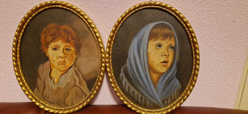 Tablouri vechi-pictura canvas, panza, rame din lemn sau ipsos