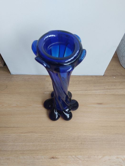Accesoriu decorațiune înfrumusețare sticla hand made 1960 cobalt