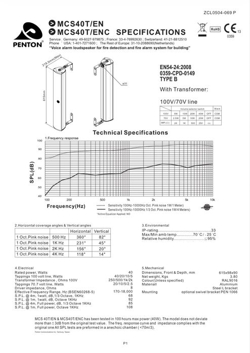 Difuzor coloana MCS40T/ENC