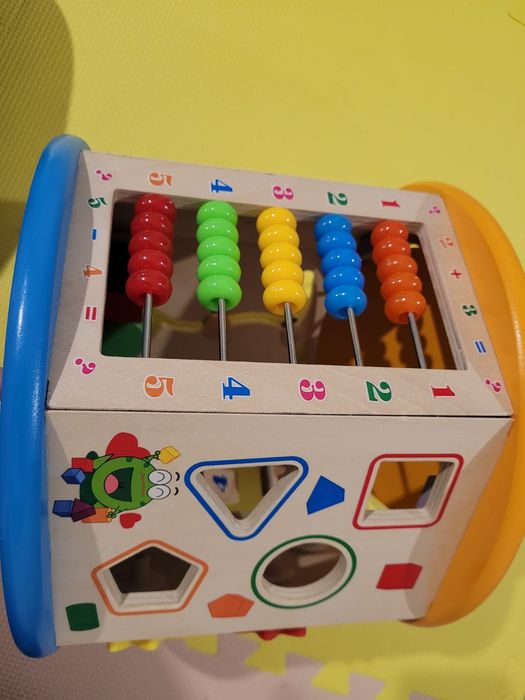 Jucarie din lemn, multifunctionala, Cub educativ