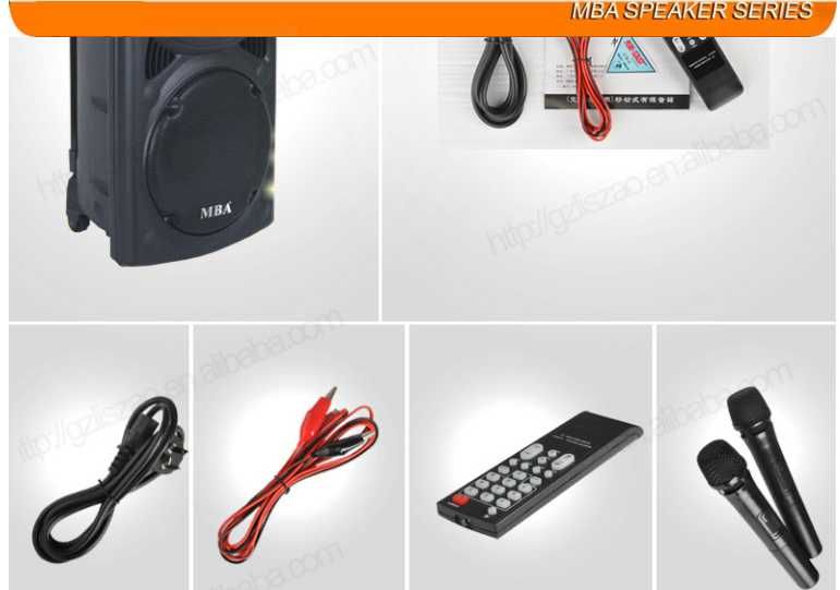 15'' Мощна караоке тонколона MBA F-15W с акумулатор, Bluetooth, FM,