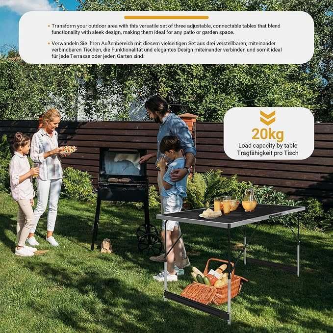 Сгъваема маса MIADOMODO®, комплект от 3 бр., 100 x 60 см,