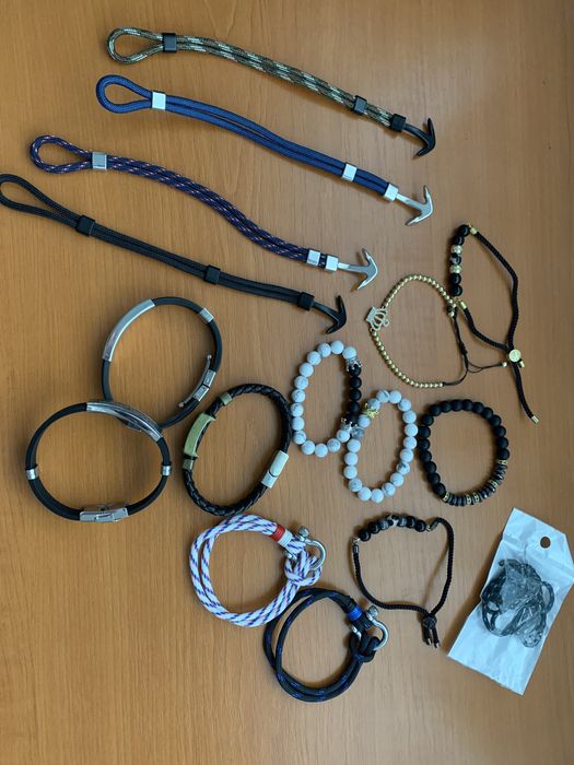 Bratari unisex Charm Black / White/ Textil Noi