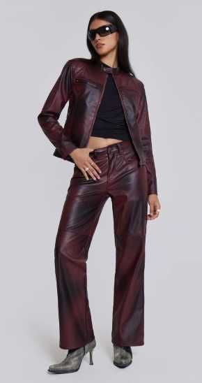 Oxblood Faux Leather Pants