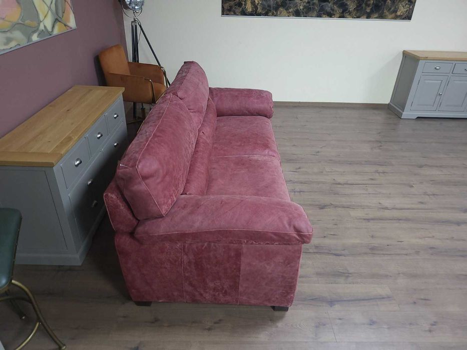 Червен кожен диван тройка "Santino" - телешки бокс