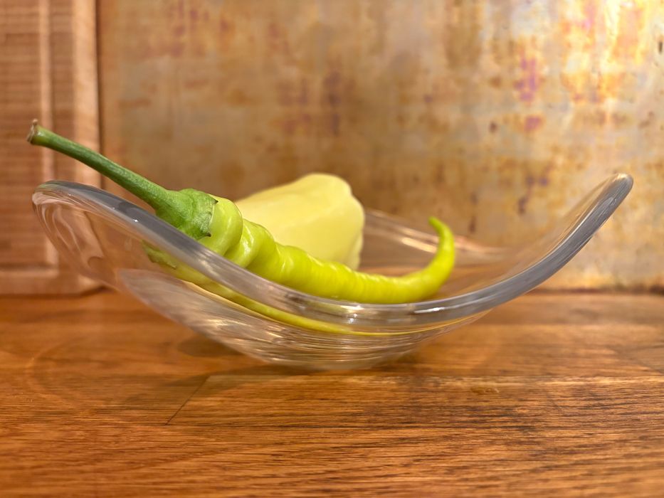 Bol / fructieră Murano sticlă transparentă, manual lucrată, rar