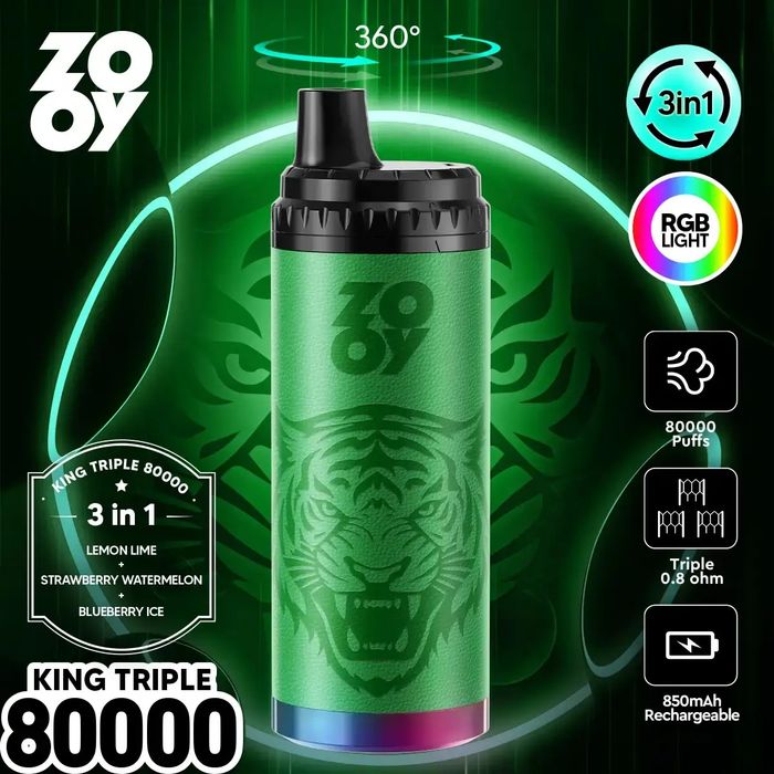 Pachet 4x VAPE Zooy King Triple 80 000 (4 bucati a cate 80K puffs, cate una din fiecare aroma)