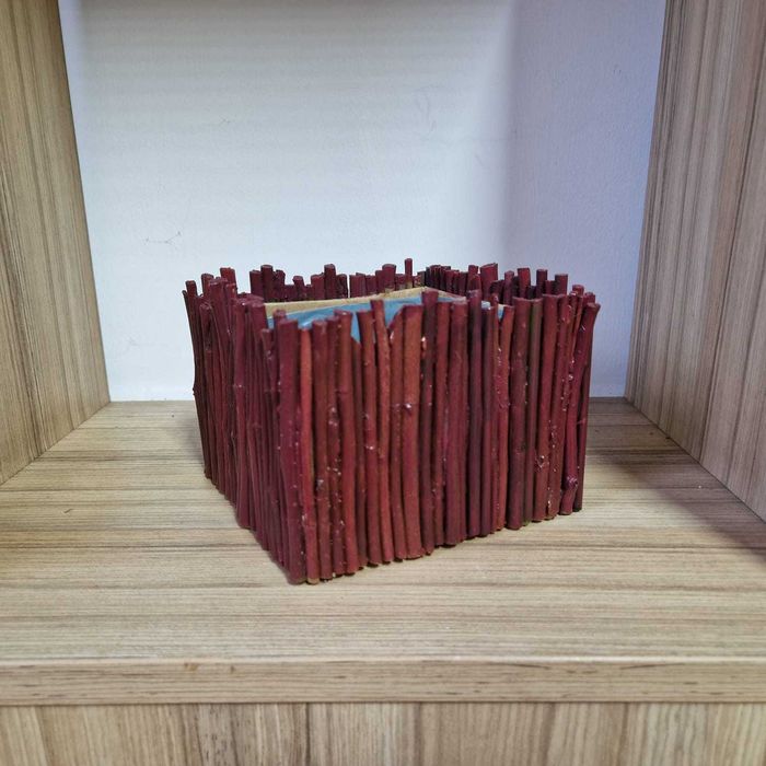 Set 2 cutii decorative cu crengute vopsite 15x15x10 cm