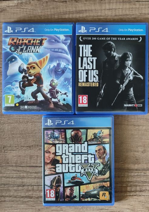 The last of us,GTA 5, Ratchet and Clang Playstation 4