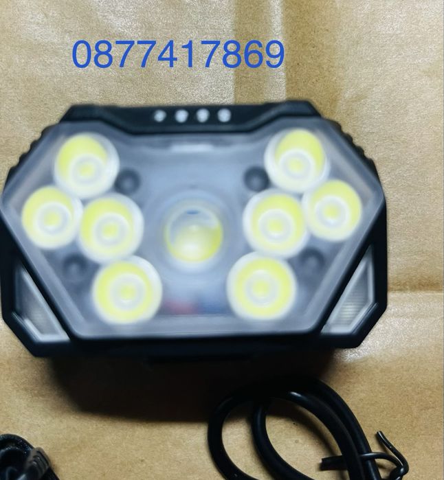 Супер мощен челник фенер за глава