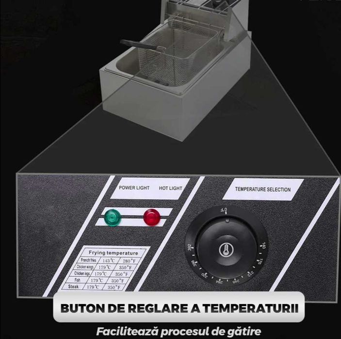 Friteuza electrică inox de 6 litri 2500W