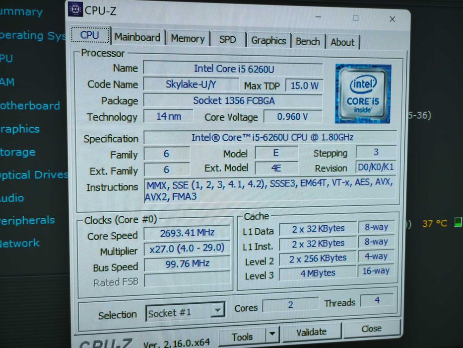 Unitate mini pc NUC intel core i5 6260u 8gb ssd 120gb wi-fi