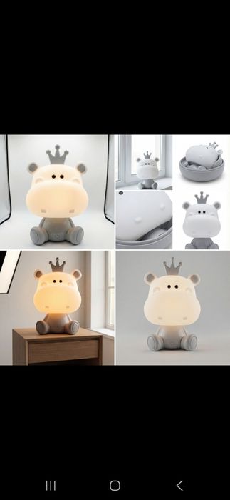 Lampa de Veghe Hipopotam cu 3 Nivele de Lumina & Cablu USB