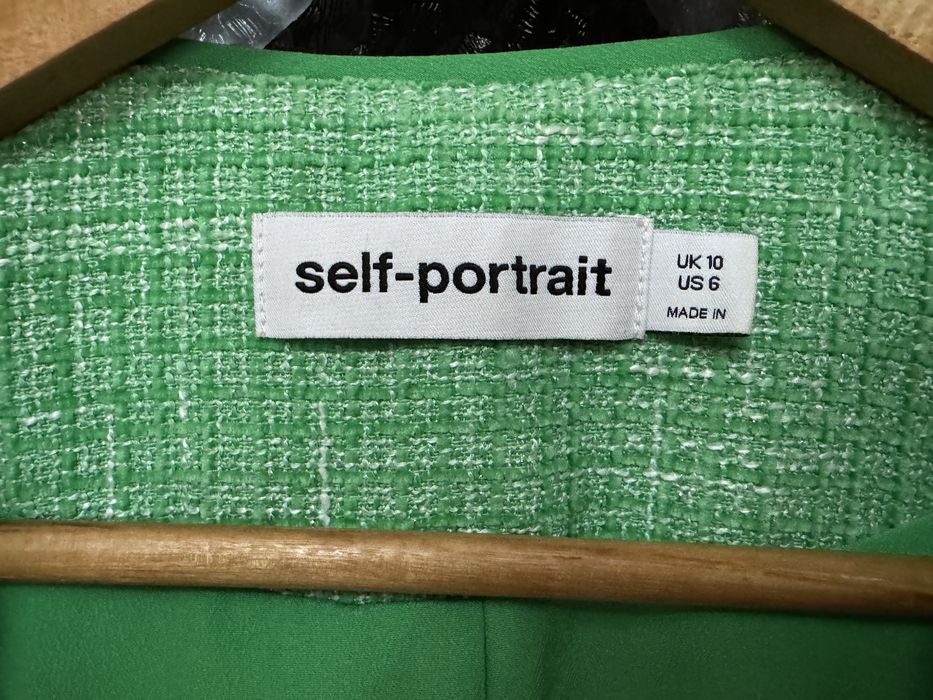 Self-Portrait Sequined Bouclé Mini Dress – Green