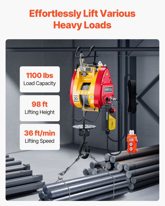 Troliu Electric 2-in-1,499kg,1800W,30m inaltime,Control Remot