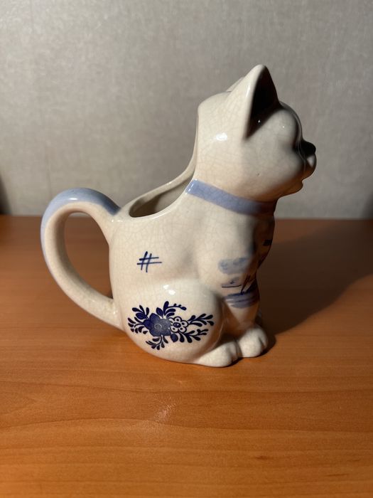 Керамична кана за сметана (котка) Delft Blue & White Floral