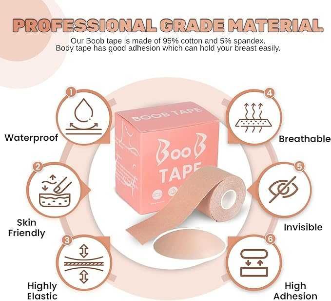 Banda adeziva pt. ridicarea bustului 5 m bej cu 10 protectii mamelon