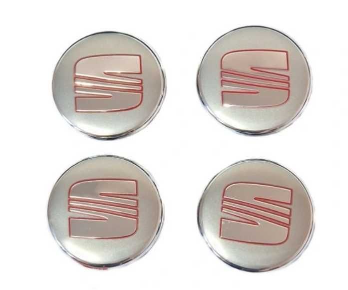 Embleme Capace Roti Sigle Jante Seat 63mm, Negru / Rosu, 1P06601165