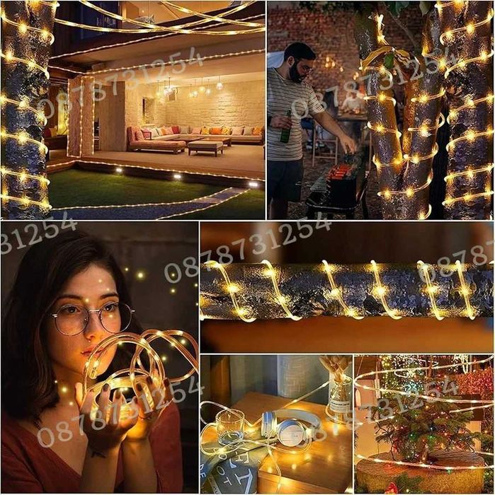 Силиконов Маркуч 20м. Топла Светлина за Коледна Украса Водоустойчив