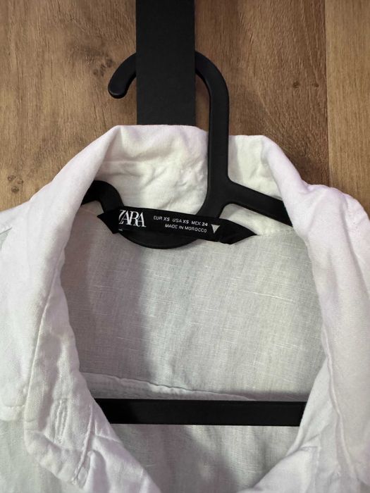 Бяла риза от Zara, 53% лен/ 47% памук, XS Оувърсайз