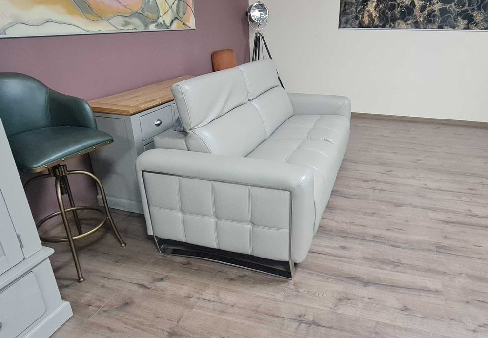 Сив кожен диван тройка "Marvella"