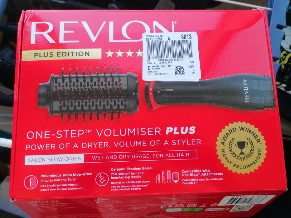 Perie electrica fixa REVLON One-Step Volumiser PLUS RVDR5298E, cu cap detasabil, 4 trepte temperatura, tehnologie ioni Tourmaline, ceramica si titan